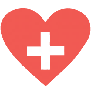 red heart with white medical cross on it